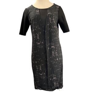 Elie Tahari for Design Nation Mesh Inset Shift Mini Dress Sz M Black Gray Artful